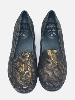 Dansko Olivia Snake Leather Bronze shoes
